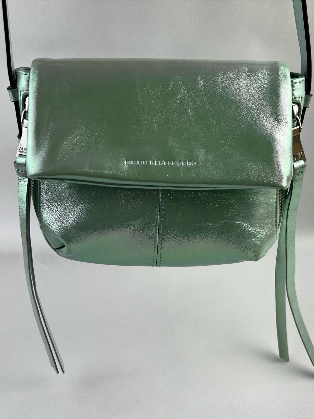 Aimee Kestenberg Mint Iridescent Bali Mini Magnetic Leather Crossbody Bag